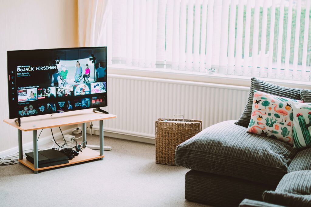 a couch and television